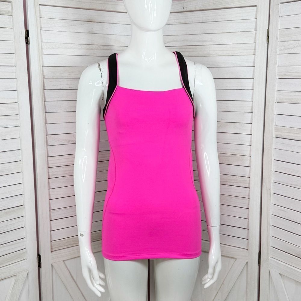 Victoria’s Secret Sport Athletic Workout Tank Top Neon Pink Black Small‎